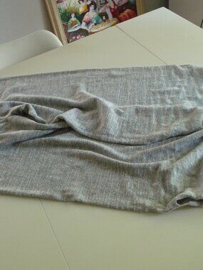 ITALIAN TRENDY LONG BOOT CUT LINEN/COTTONBLEND BOUCLE STRETCH PANTS SIDE SPLIT L